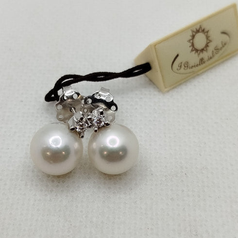 Orecchini Perle con Brillantino Oro 18k | Gioiellitosti.it